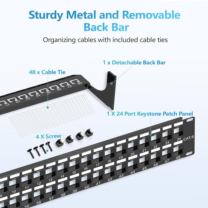 CableGeeker 2U 48 Port Keystone Patch Panel - Image 7
