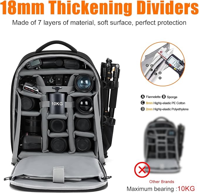 CADeN Camera Backpack, Extra Large DSLR Camera Bag - Image 6