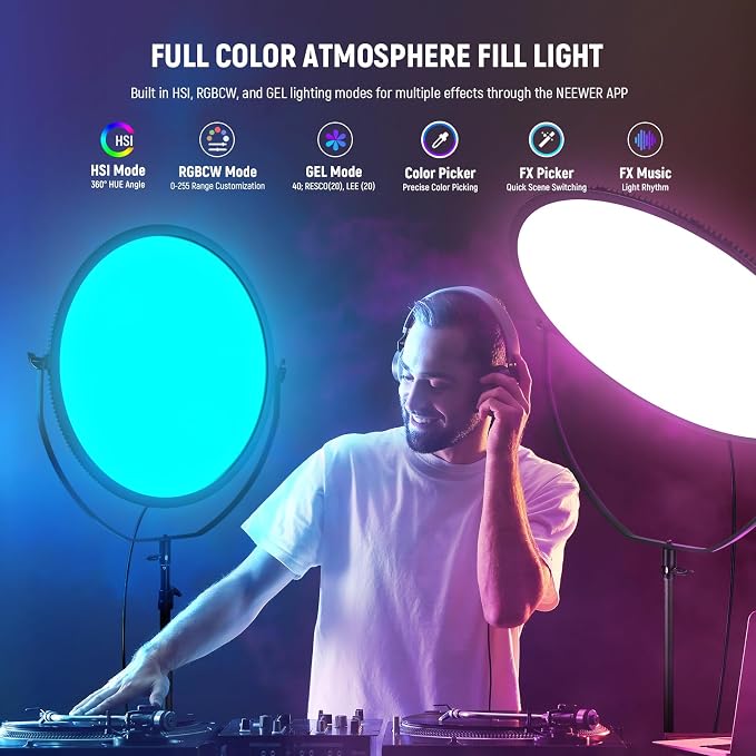 NEEWER 18" RGB LED Round Panel Video Light - Image 3