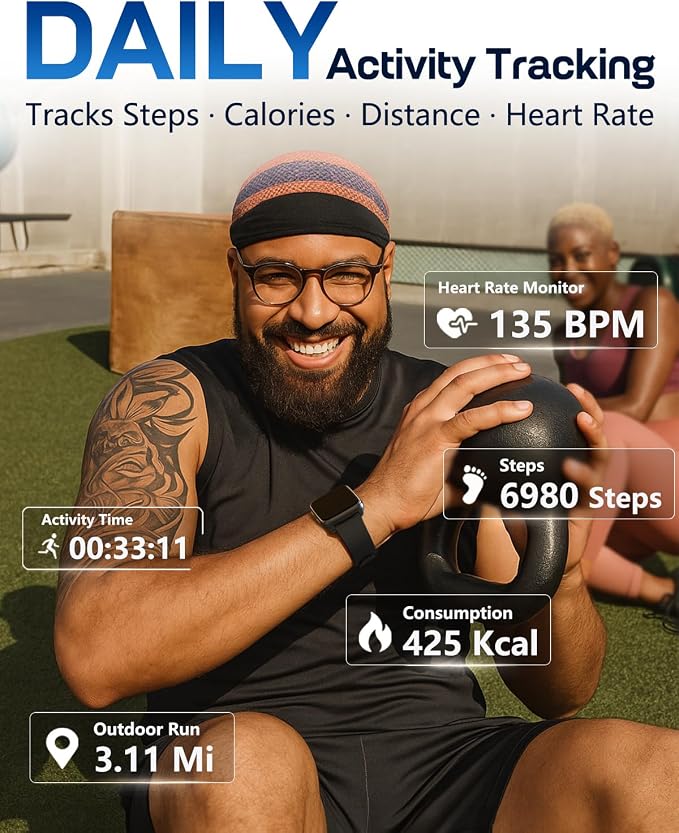 MorePro Fitness Tracker with 24/7 Heart Rate & Blood Pressure Monitor, Blood - Image 4