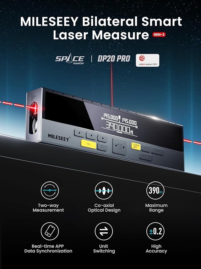 MiLESEEY DP20 Pro Dual Laser Measuring Tool, 390Ft Laser Measurement Tool - Image 2