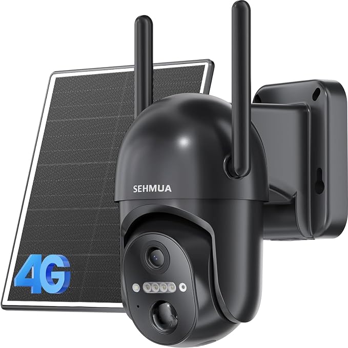 SEHMUA 4G LTE Cellular Solar Security Camera Wireless Outdoor, No Wi-Fi Solar by SEHMUA