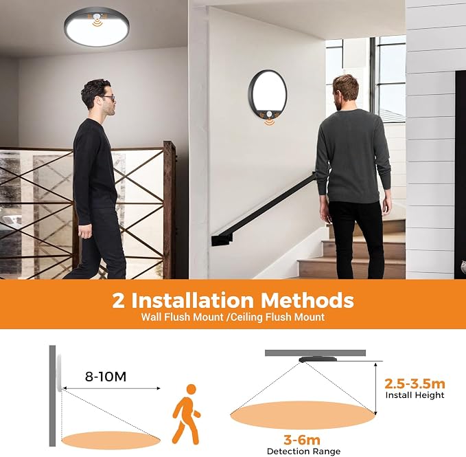slochi 2Pack Motion Sensor Light Indoor Wired, 8.7 Inch 3000K/4000K/6500K - Image 5