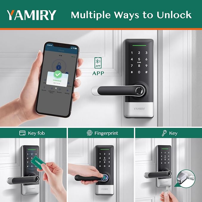 Yamiry Smart Door Lock, Biometric Fingerprint, Keyless Entry, App Control - Image 2
