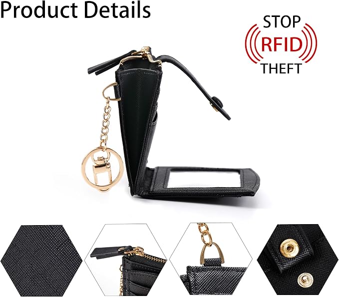 Keychain Wallet Wristlet Small Credit Card Holder Bracelet Key Chain Purse - Image 4