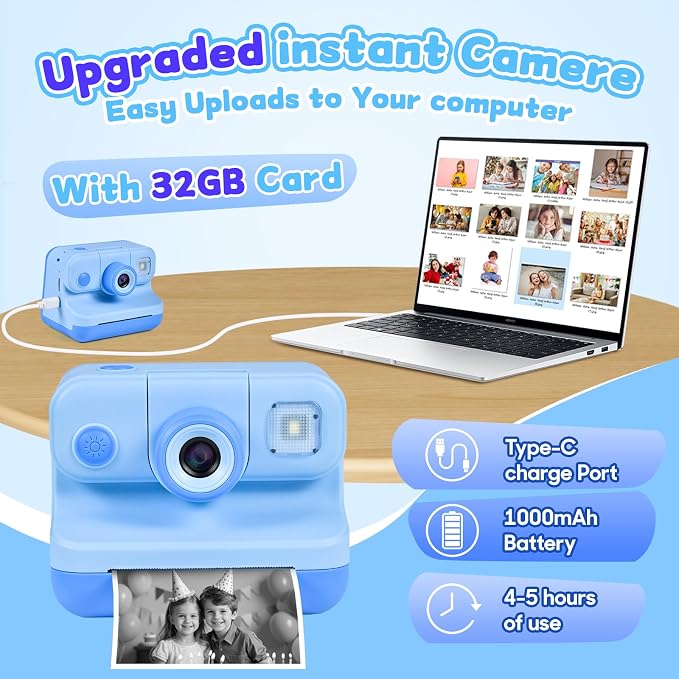 Kids Instant Print Camera, 30MP 1080P HD Digital Camera - Image 4