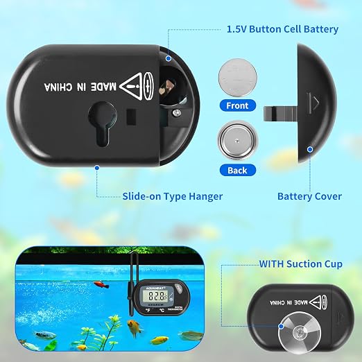 AQUANEAT Aquarium Thermometer, Fish Tank Thermometer, Digital Temperature Test - Image 4