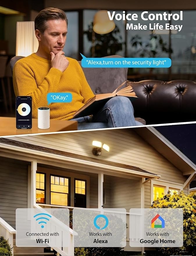 Onforu 32W 3200LM Smart Outdoor Security Light, WiFi Motion Sensor Flood Light - Image 3