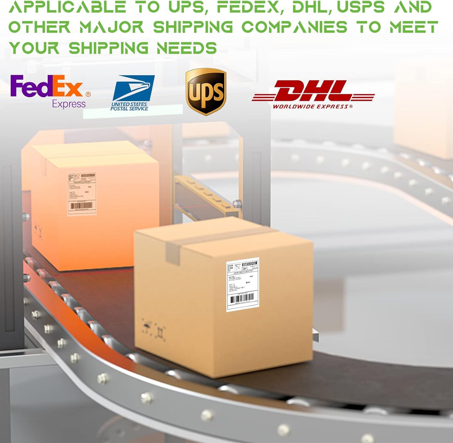 MFLABEL® 8 Rolls of 450 Labels 4x6 Direct Thermal Shipping Labels for Zebra 2844 ZP-450 ZP-500 ZP-505
