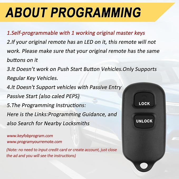 Vurkcy Key Fob Replacement for 2001-06 Toyota Highlander/ 00-06 Celica Echo/ - Image 6