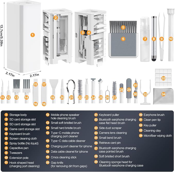 34-in-1 Phone Cleaning Kit, sunoyar Electronics Cleaning Kit - Image 7