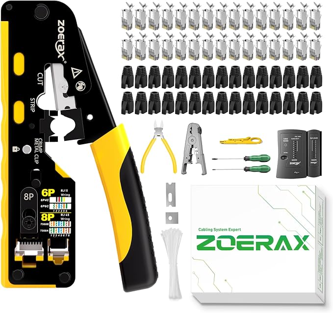 Cat7 RJ45 Crimping Tool, Ethernet Crimping Tool Kit by ZoeRax