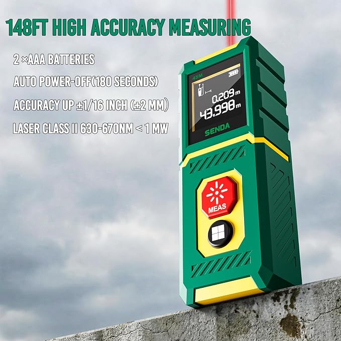SENDA Laser Measure, Upgraded High-Accuracy 148Ft Laser Measurement Tool - Image 5