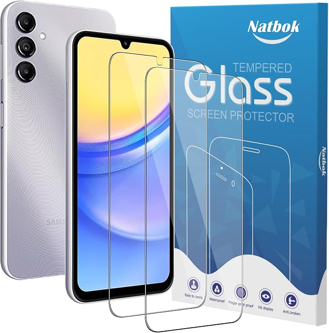2 Pack Compatible with Samsung Galaxy A15 5G/4G Screen Protector, Full Coverage by Natbok