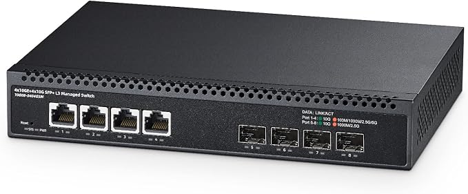 8 Port 10 Gigabit Managed Switch, 4x10G RJ45 Ethernet, 4x10G SFP+, 160Gbps by Binardat