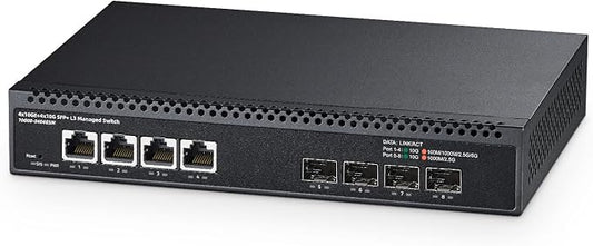 8 Port 10 Gigabit Managed Switch, 4x10G RJ45 Ethernet, 4x10G SFP+, 160Gbps by Binardat