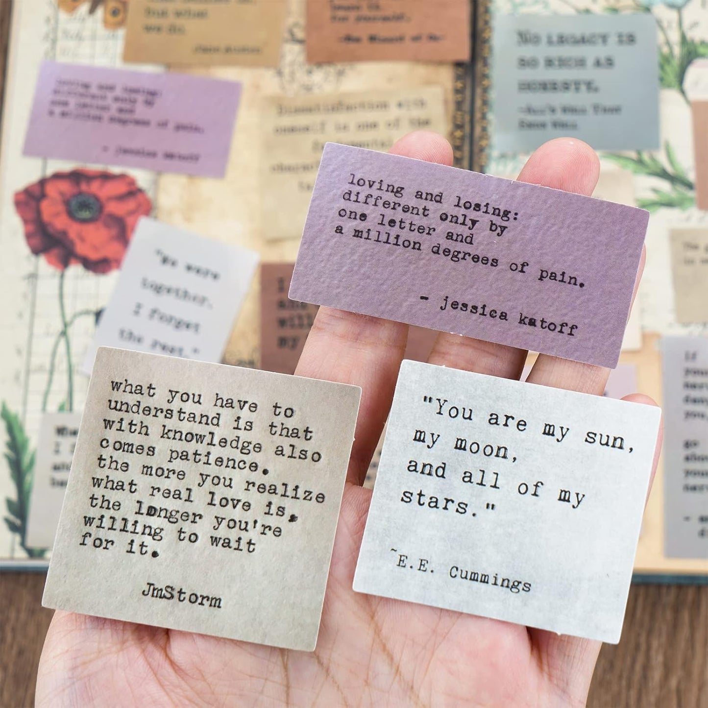 LakoArt 180 Pieces Retro Typewriter Style Motivational Quotes Stickers (3 Pcs. Each), Inspirational Vintage Journaling Stickers, Famous Words Scrapbook Sticker for Planner Bullet Junk Journal Laptops