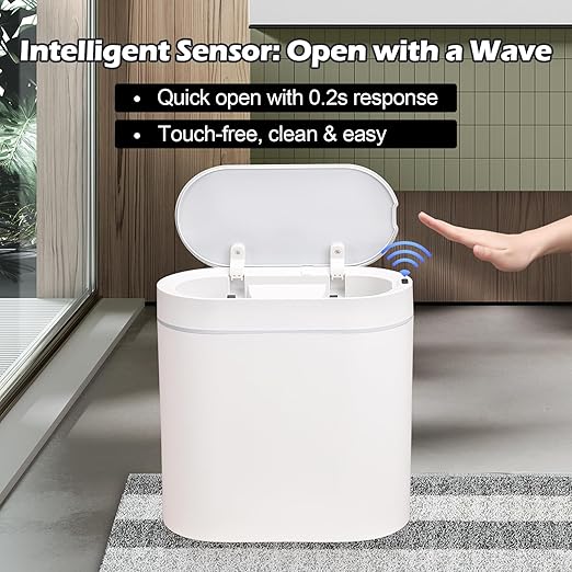 ELPHECO Bathroom Motion Sensor Trash can 2.5 Gallon Automatic Garbage Can - Image 2