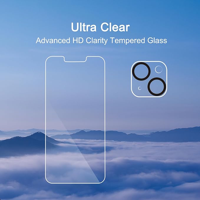Ailun 3 Pack Screen Protector for iPhone 14 + 3 Pack Camera Lens Protector - Image 4