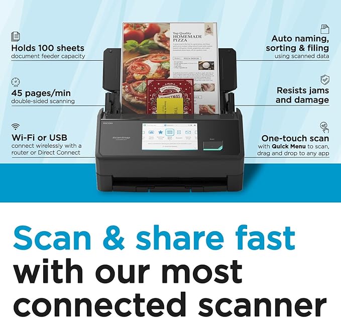 ScanSnap iX2500 Wireless or USB High-Speed Cloud Enabled Document, Photo & - Image 2