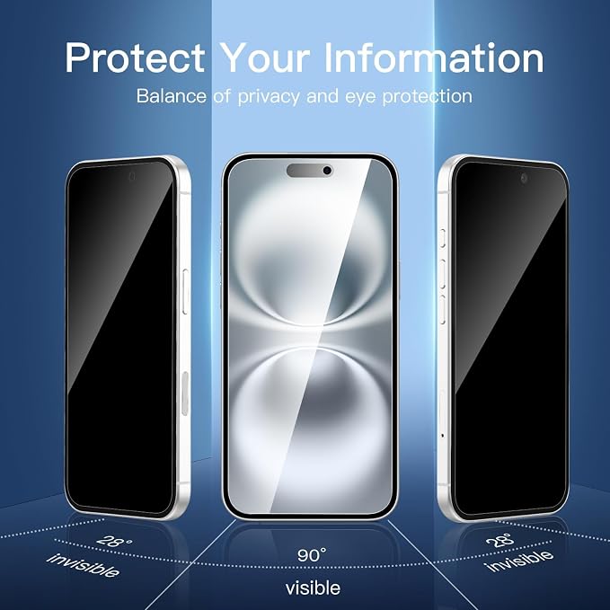 NEW'C 3x Privacy for iPhone 16 Screen Protector+ 3x Camera Lens Protector - Image 3