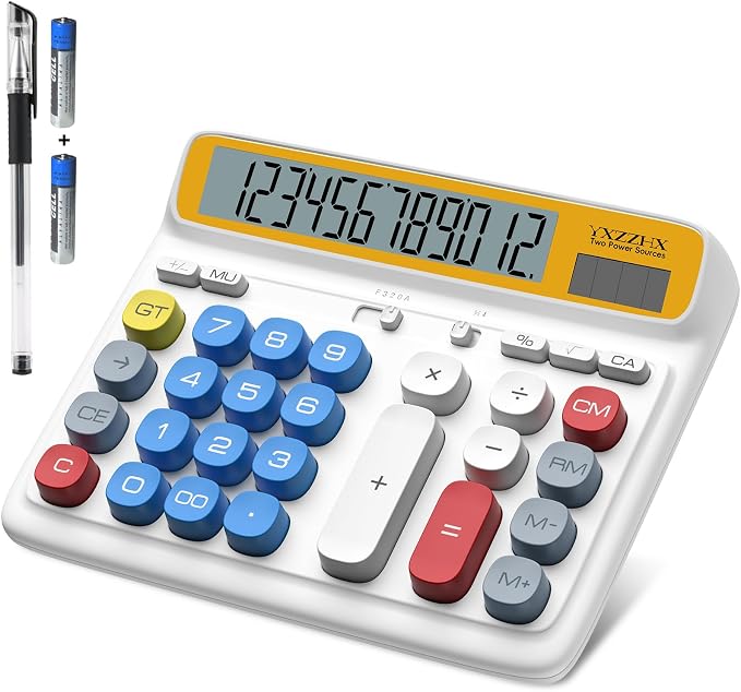 Desktop Calculator with Extra Large 5-Inch LCD Display, 12-Digit Two Way Power by yxzzhx