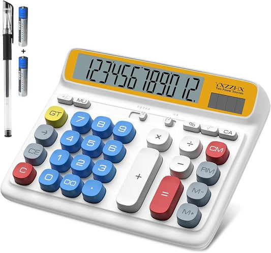 Desktop Calculator with Extra Large 5-Inch LCD Display, 12-Digit Two Way Power by yxzzhx