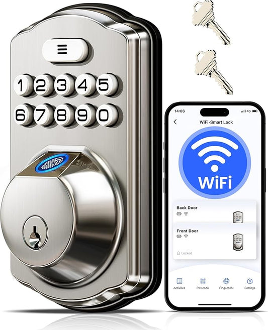 Veise VE012W Built-in WiFi Fingerprint Smart Lock, App Remote Control, by Veise