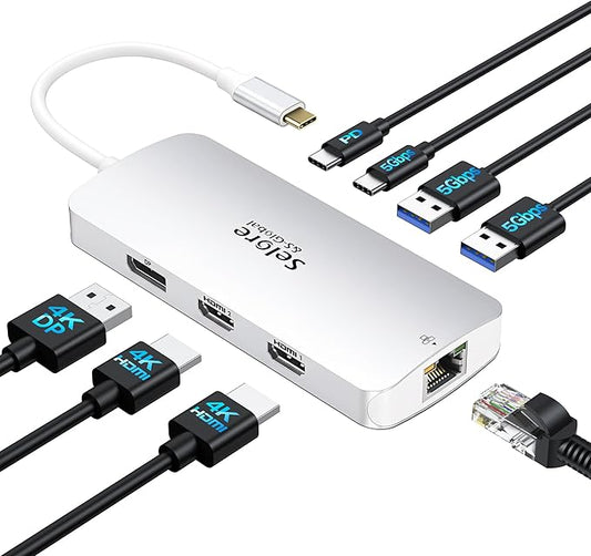 USB C Docking Station Dual Monitor, Selore Docking Station 3 Monitors Triple 4K by SeloreS-Global