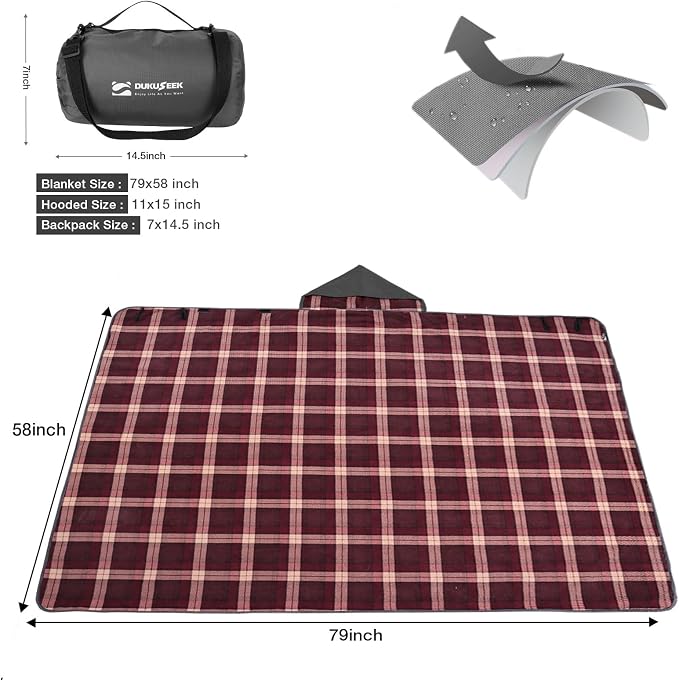 DUKUSEEK Stadium Blanket Waterproof Windproof, Outdoor Hooded Blankets - Image 4