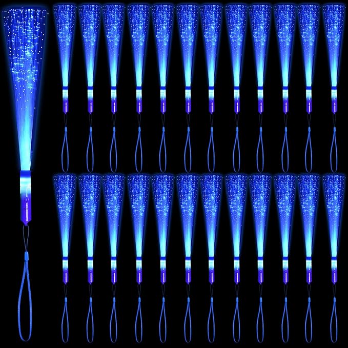 36 Pack Blue Glow Fiber Optic Wands Bulk Light up Wand Glow Sticks by NUDALA