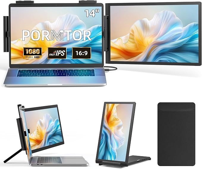 Laptop Screen Extender, Plug and Play Screen Portable Extended Monitor by Pornitor