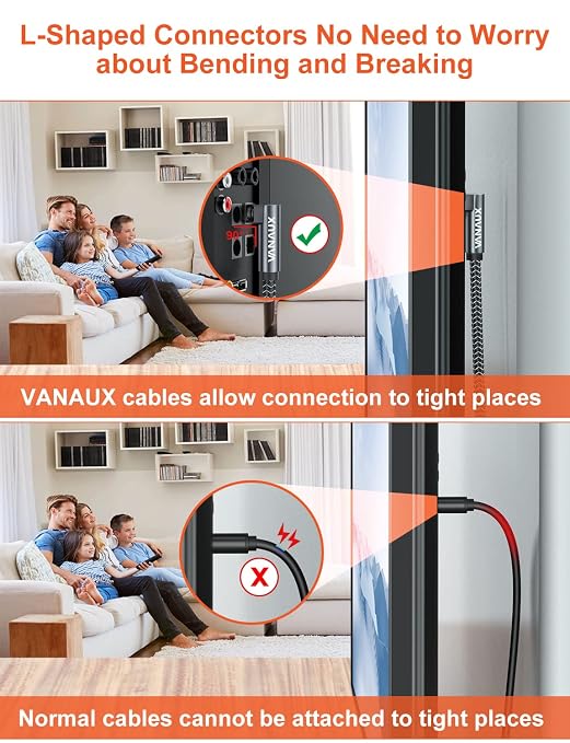 VANAUX 90 Degree Optical Cable, SPDIF Audio Optical Cord, 360 Degree Rotatable - Image 2