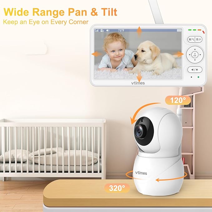VTimes Baby Monitor with Camera and Audio, Baby Monitor No WiFi Night Vision - Image 3