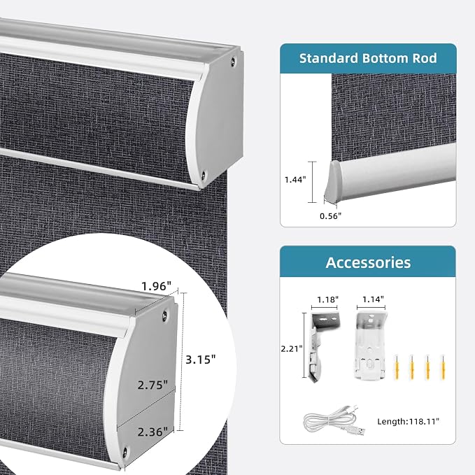 SmartWings Motorized Light Filtering Roller Shades 70% Blackout Work - Image 7