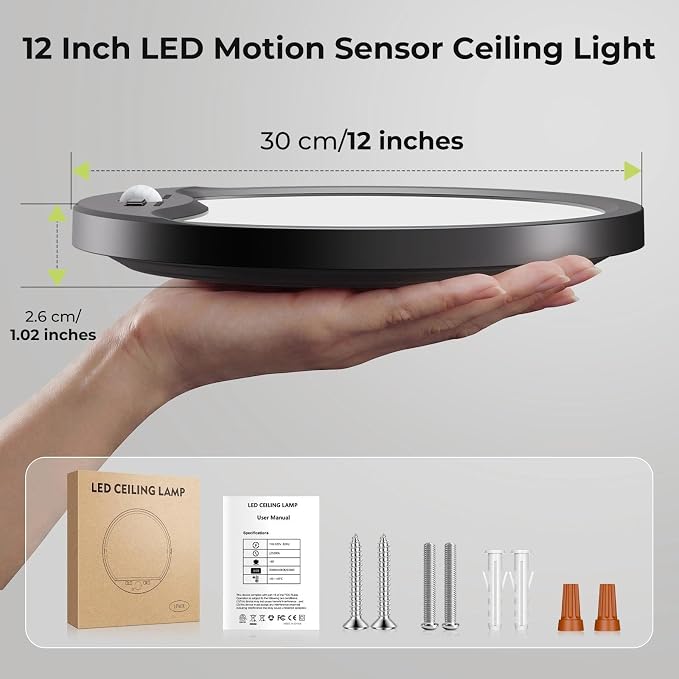 hepside Motion Sensor Ceiling Light Wired, 3000K/4000K/6500K LED Flush Mount - Image 8