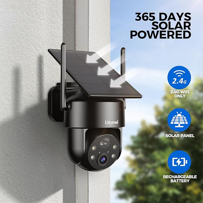 LITYMOL 2K Solar Camera for Home Safety, 360° View Security Cameras Wireless - Image 4