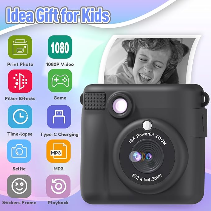 ESOXOFFORE Kids Camera Instant Print, Christmas Birthday Gifts - Image 2