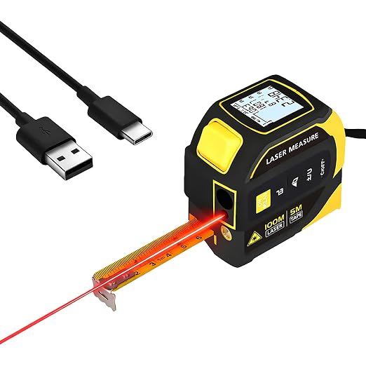 4-in-1 Digital Laser Tape Measure, 16FT Tape, 328FT Distance Meter | 33FT by Unknown