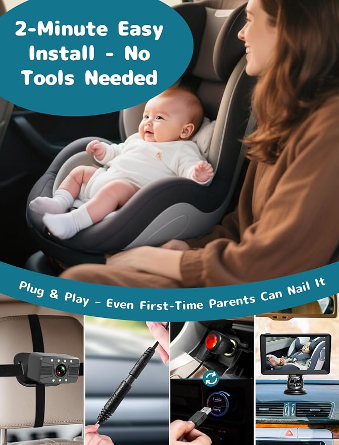 Dual Baby Car Camera, Rear Facing Car Seat Camera - Image 3