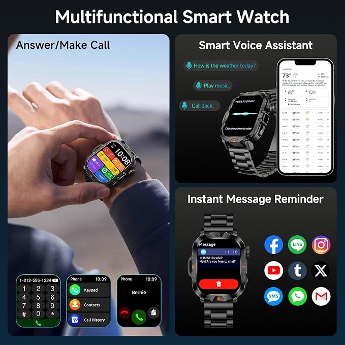 Smart Watch for Men Military Answer/Make Call 2.01″ Display 170+ Sports Modes - Image 5