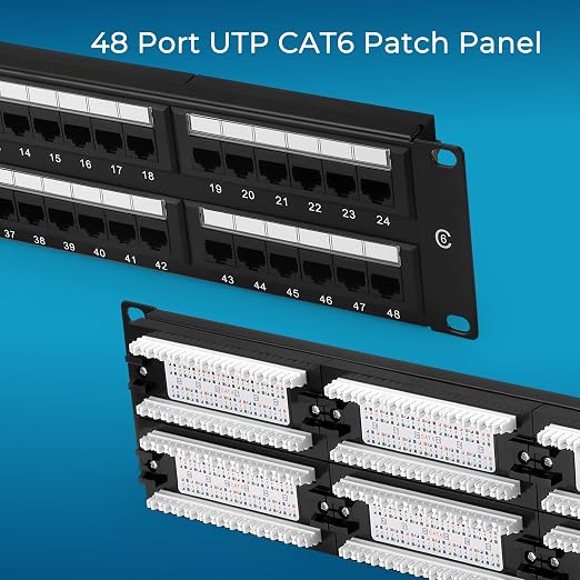 Rapink Patch Panel 48 Port Cat6 10G Support, Network Patch Panel UTP 19-Inch - Image 6