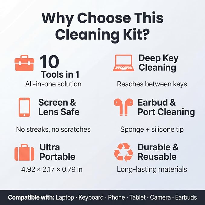 10-in-1 Keyboard Cleaner Kit, All-in-One Computer Electronics Cleaning Brush Set - Image 7
