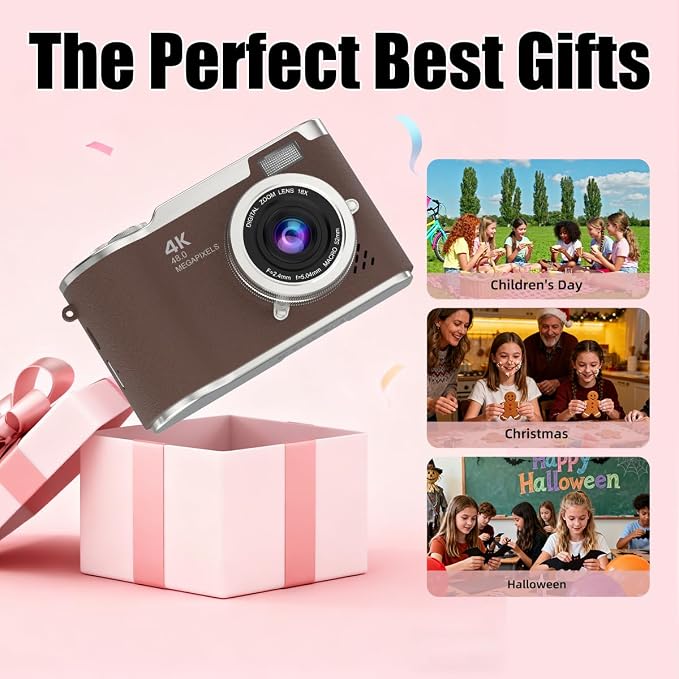 4K Digital Camera, Autofocus 48MP Selfie Vlogging Camera Compact Point and - Image 7
