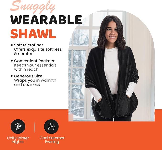 Mintra Home Wearable Microfiber Shawl – Soft and Warm Fleece Wrap - Image 2