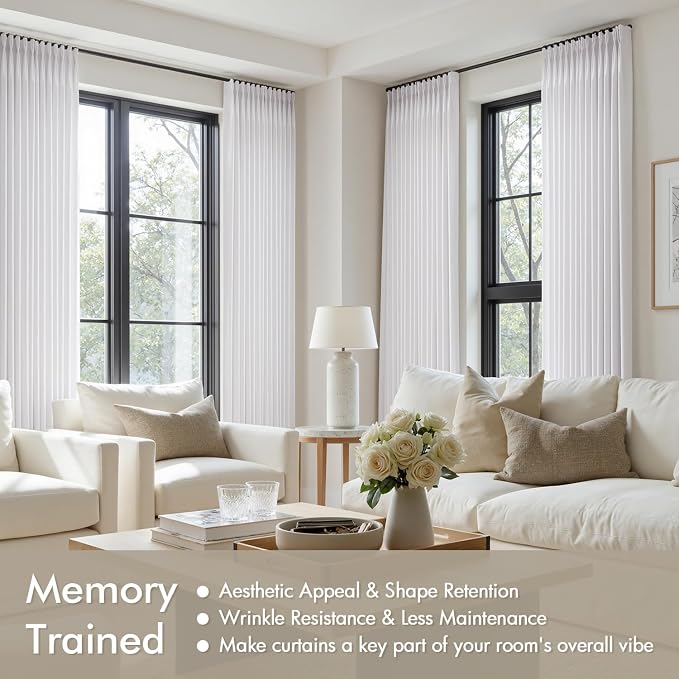 Memory Trained Pinch Pleated Curtains 90 Inches Long, Viral Linen Pinch Pleat - Image 5