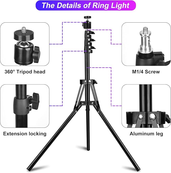 STALLY 13.3" Ring Light with Stand, Music Mode, 3 CCT Modes & 96 RGB Color Modes - Image 9