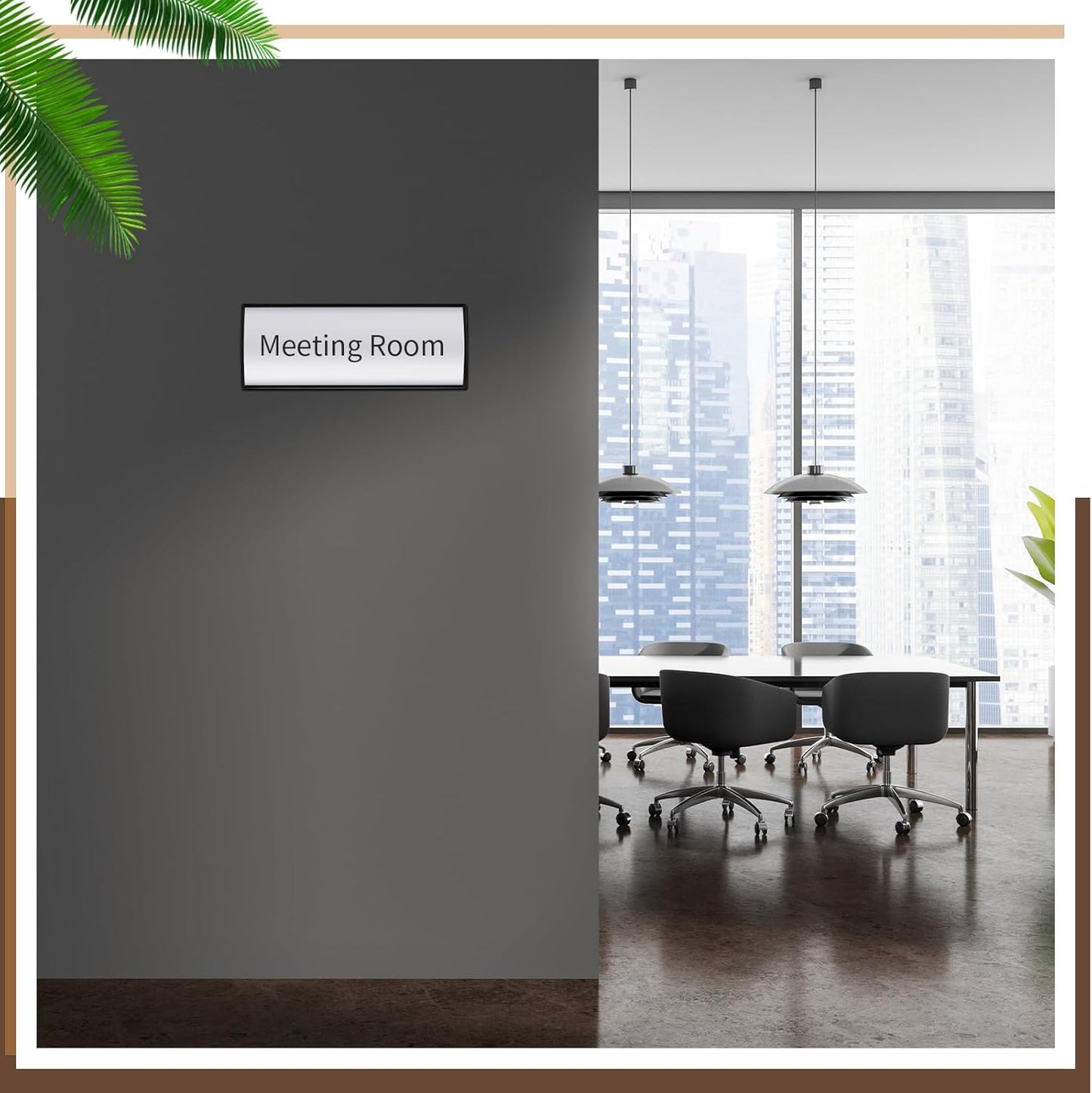 Therwen 25 Pcs Aluminum Office Name Plate Holder for Door Wall Mount 8'' x 3'' Business Sign Holder Office Door Sign Sturdy Curved with Plastic Film and Adhesive Tape(Black)