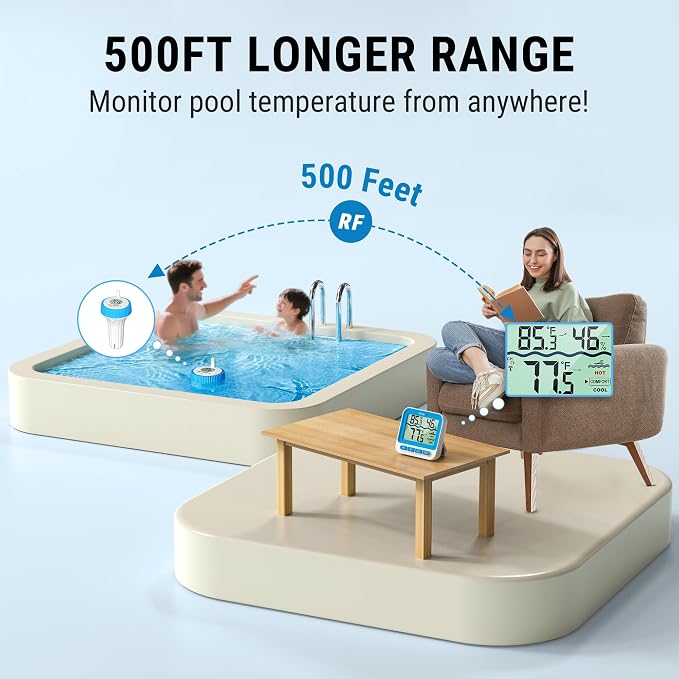 TempPro Waterproof Wireless Pool Thermometer Easy Read, Digital Pool - Image 3