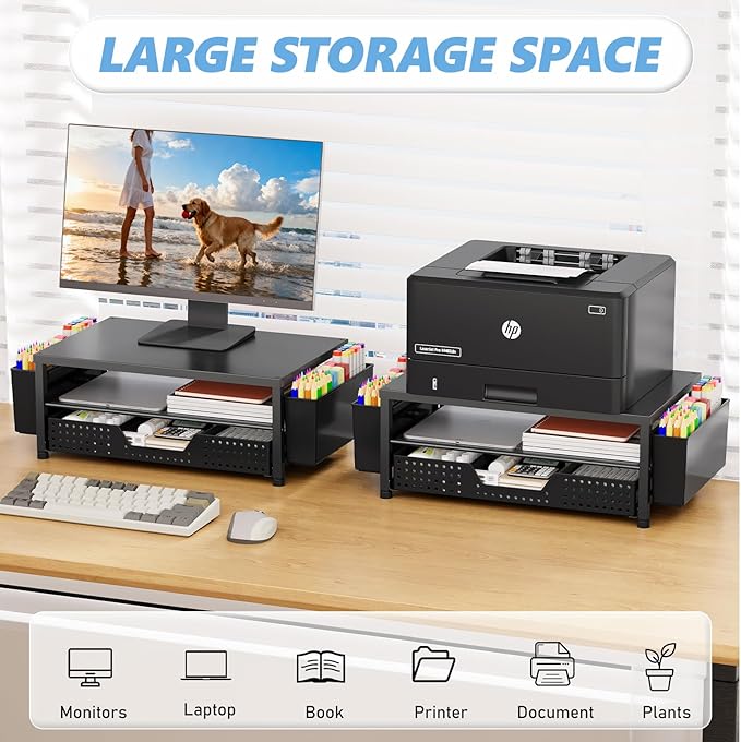 OPNICE Desk Organizers and Accessories, Computer Monitor Stand Riser - Image 3